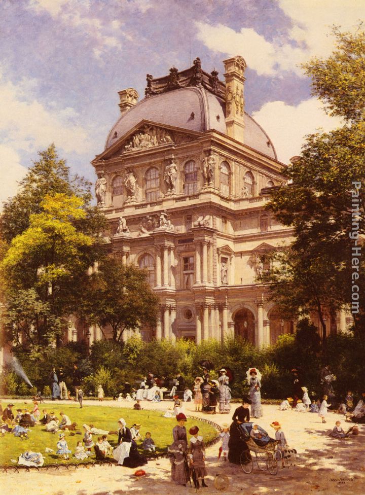 Les Jardins Du Carrousel Et Le Pavillon Richelieu A Paris painting - Louis Beroud Les Jardins Du Carrousel Et Le Pavillon Richelieu A Paris art painting